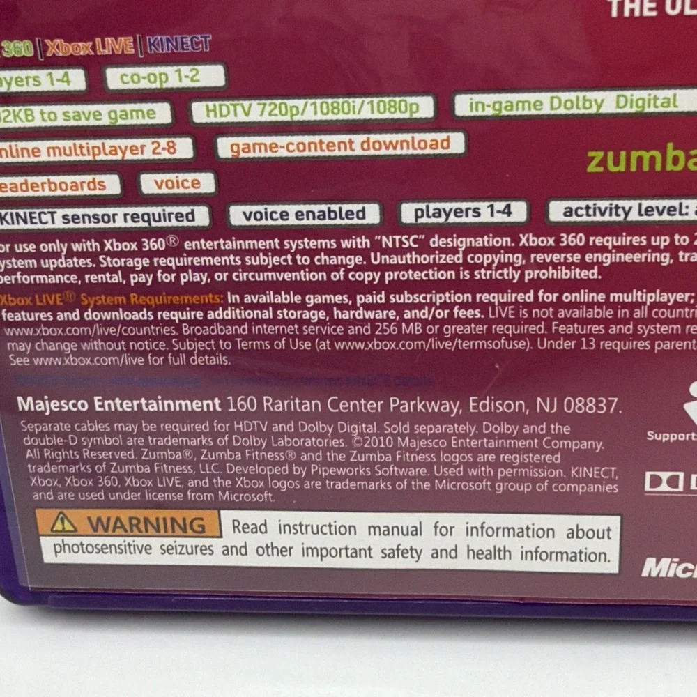 Zumba Fitness: Join the Party Kinect For Xbox 360 Very Good 1E‎